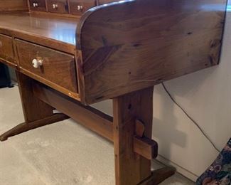 Antique Country Pine Trestle Desk 35x52x36inH HxWxD