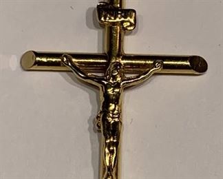 18k Gold 2in Crucifix Cross Pendant Italy		
