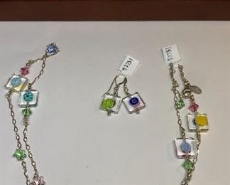 Argentine Vito Sterling Silver and glass bead necklace and earring set