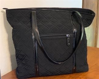 Vera Bradley Quilted Tote Black Handbag	15x16x8in