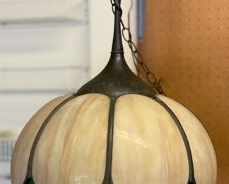 Antique Hanging Slag Lamp Light  Chandelier	20in H x 18in Diameter