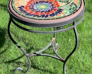 Neille Olson KNF Rose Mosaic Patio Table 22 inches high by 18 inches diameter