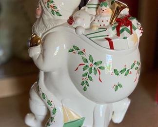 Lenox Santa Cookie Jar Skating in Box	14in H