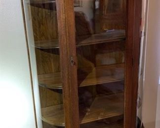 Antique Curved Glass Curio Cabinet	65x34x12in	HxWxD

