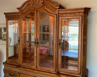 Traditional Carved Hardwood China Cabinet/Hutch	86x66x19.5in	HxWxD
