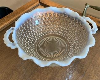 	3p Fenton Hobnail White Opalescent Bowls/Dish	Largest : 2.25x7.5x6.75in`	