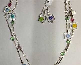 Argentine Vito Sterling Silver and glass bead necklace and earring set