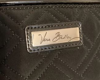 Vera Bradley Quilted Tote Black Handbag	15x16x8in