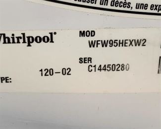 Whirlpool Duet Washer 4.3 cuft 27in STEAM WFW95HEXW2	39x27x32in