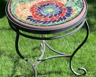 Neille Olson KNF Rose Mosaic Patio Table	22 inches high by 18 inches diameter