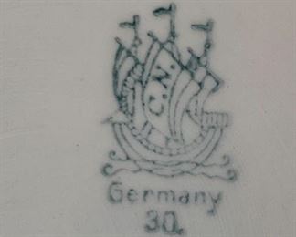 6 piece vintage German Delft Nesting Bowls g	3.75in h x 9in Diameter