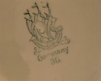 6 piece vintage German Delft Nesting Bowls g	3.75in h x 9in Diameter