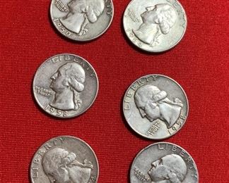 Lot of 12 Pre 1964 Washington Quarters 90% silver	Each 6.35 g of 900 silver	
