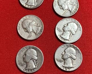 Lot of 12 Pre 1964 Washington Quarters 90% silver	Each 6.35 g of 900 silver	
