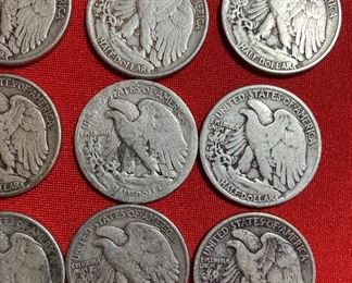 Lot of 20 Pre 1945 Walking liberty Half Dollar Coins	Each 12.39 G of 900 Silver	
