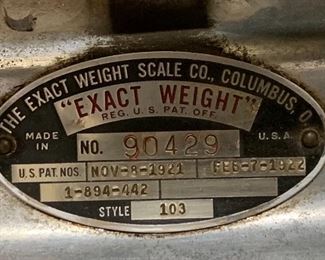 Vintage Scale “Exact Weight" 103	16x14x13in	HxWxD

