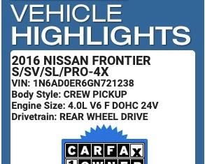 2016 Nissan Frontier SV Pick-Up Crew Cab V6