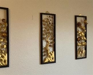 4pc Goldtone Metal Wall Decor Floral	20x8in	HxWxD
