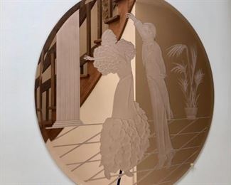 Flamenco dancers etched glass mirror