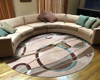 Vintage Thayer Coggin semi circle vintage sofa & Studio DR rug 