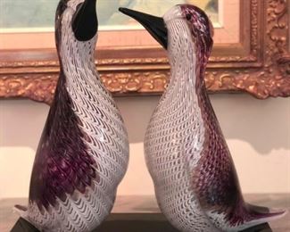 Vintage Murano pair of Penguins