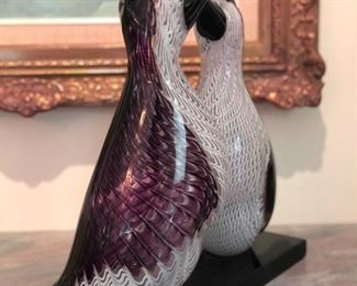 Vintage Murano pair of Penguins
