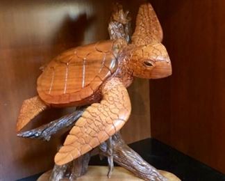 Craig Nichols carved wood turtle sculpture