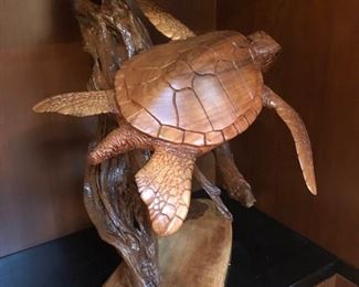 Craig Nichols carved wood turtle sculpture