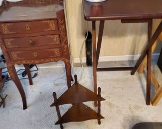 PHT425 Two Folding Tables & Night Stand