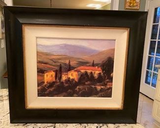 Oil Painting of Italian villa and rolling hills