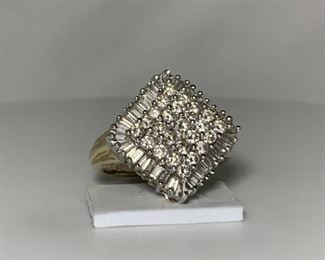 10k YG WG Vintage Diamond Ring