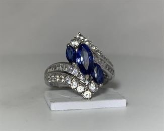 10k WG Sapphire and CZ Ring