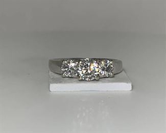 14k WG 3 Stone Diamond Ring