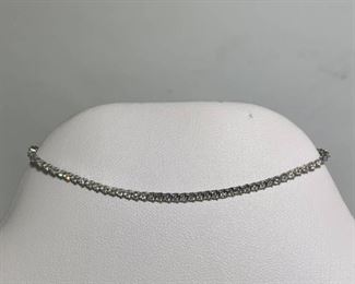 14k WG and Diamond Tennis Bracelet with Safety Chain
