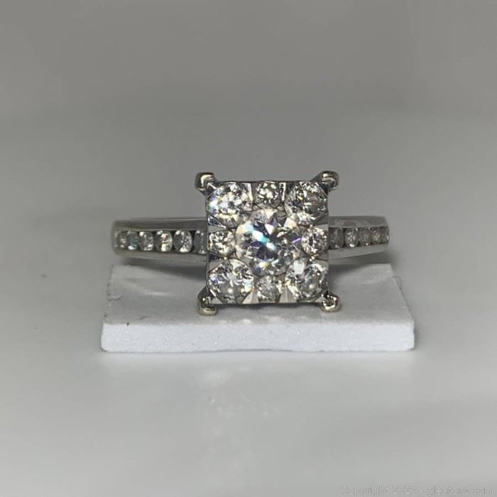 14k WG Princess Style with Diamonds Rounds