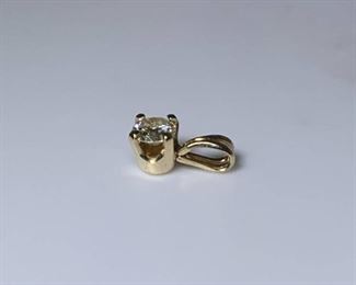 14k YG Diamond Solitaire Pendant