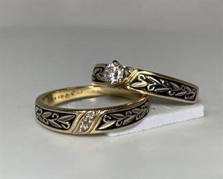 14k YG Diamond Wedding Set