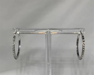 14k WG Diamond Hoops