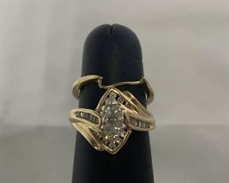 14k YG Marquise and Diamond Wedding Set