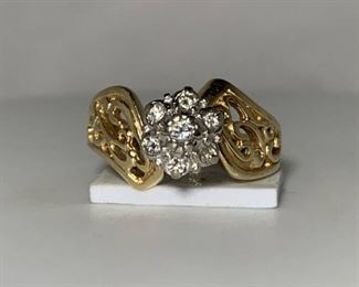 14k YG Vintage Diamond Tulip Ring