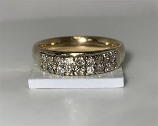 14k YG WG Double Row Diamond Chanel Set