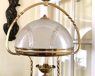 Brass & Etched Glass Hanging Light