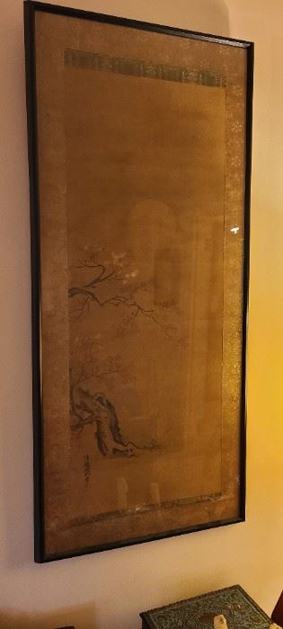 Antique Oriental framed panel