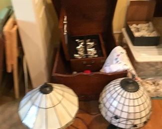 Small Tiffany style lamps.