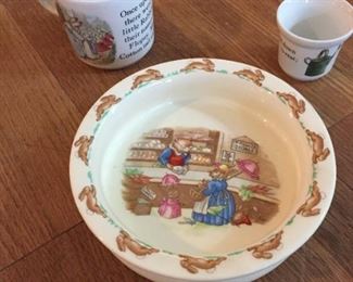 Assorted Beatrix Potter dishes.