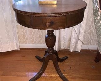Pair of "drum" style end tables