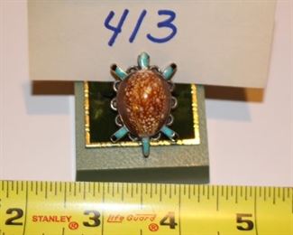 413 - Turtle Ring, $45. Zuni Cowrie shell