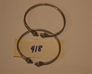 418 - Pair bracelets, $18. Sterling