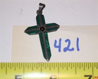 421 - Cross pendant, $12. Sterling