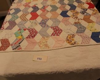493 - Quilt, Tumbling Block. Now $70.  Was $80